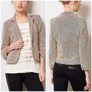Anthropologie Cartonnier Tamsin Blazer Small knit black cream peach